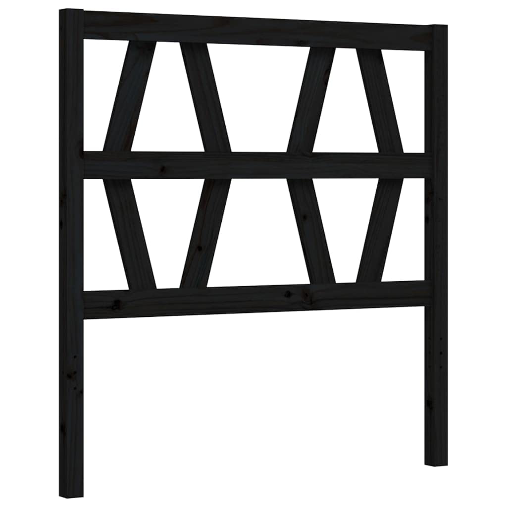 lite drewno sosnowe z wezgłowiem i zanóżkiem 75x190 cm czarny | Rama łóżka z wezgłowiem i zanóżkiem, czarna, lite drewno sosnowe, 195,5x80,5x100 cm, listwy ze sklejki, do sypialni, bez