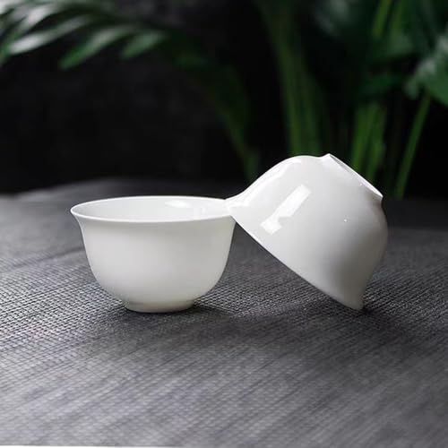 Image of Liang baobao Chinese Traditional Tea Tasting Cup Set of 4, 1.6oz White Porcelain Mini Cups for Gongfu Tea Ceremony (White)