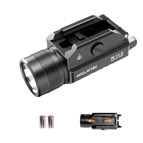 AUCLAYTEC 1200 Lumen Pistol Light Mounted Tactical Flashlight, Gun Light with Strobe Mode, Weapon Flashlight for GL and Picatinny Rail (Without Laser, None Rechargeable)