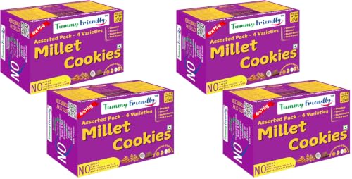 Image of TummyFriendly Foods Millet Cookies for Kids Adults. Millet Healthy Biscuits, Ragi and Jaggery. Healthy Snacks for kids Babies 1 Year Old. Gift the Best Healthy Cookies - Assorted - 8x75g (600g)