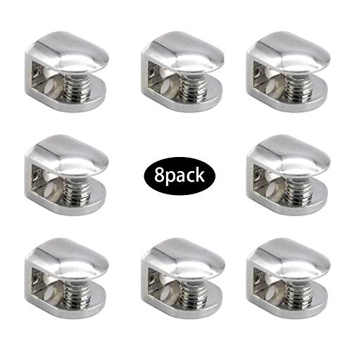 Mila-Amaz 8 Piezas Sólido Abrazadera de Vidrio Ajustable Soporte para Estantes de Cristal para Vidrio de 6-8 mm de Espesor