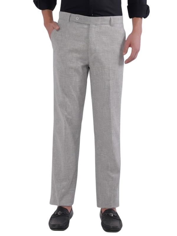 Image of TAHVO Men's Slim Fit Linen Tailored Trousers