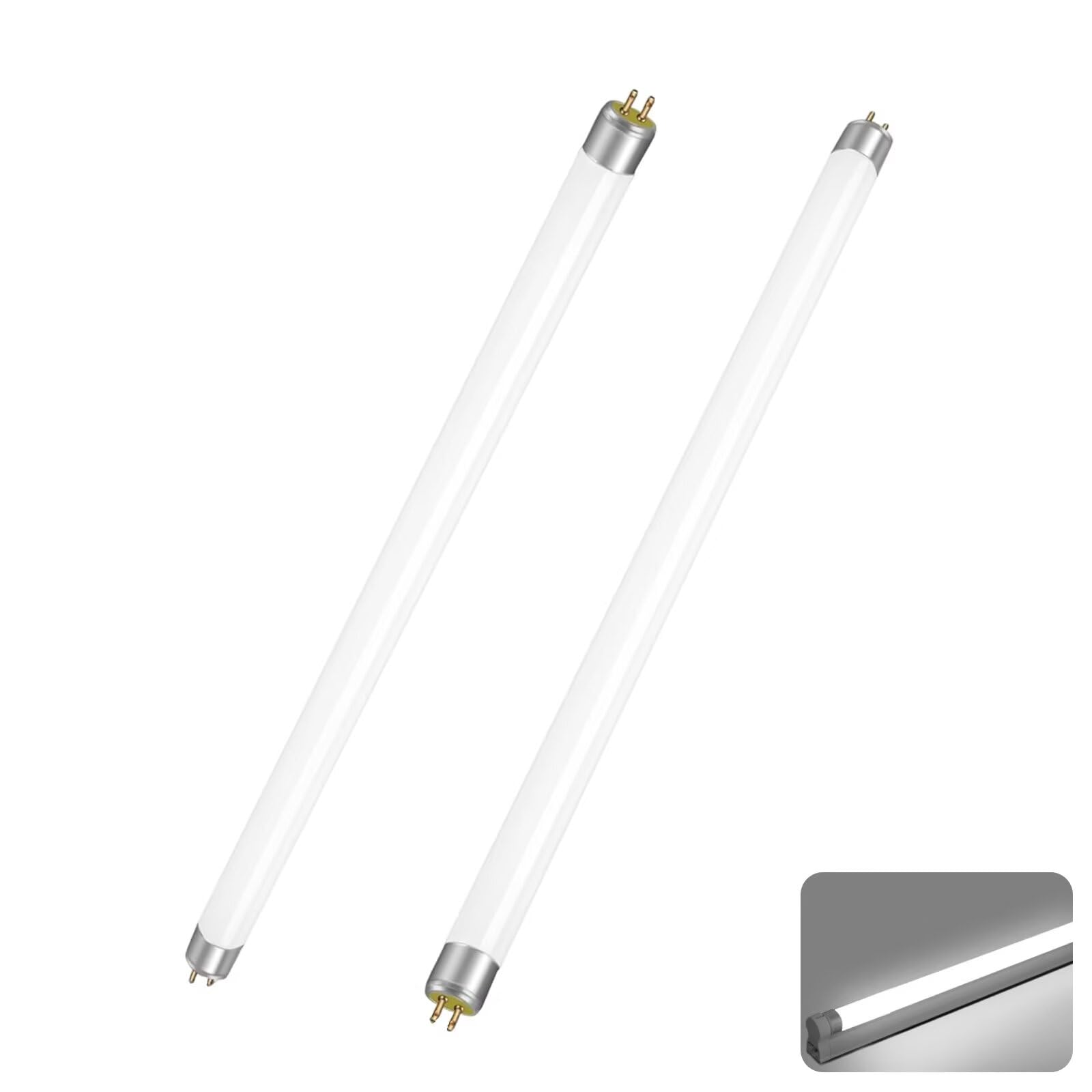 T5 Fluorescent Tube 14W 549mm, Plug & Play T5 Fluorescent Light Tubes, 6000K Cool White, 1156LM, G5 Base Energy Saving Tube, No Flicker, 360° Beam Angle Strip Light for Kitchen Bathroom Garage, 2 Pack