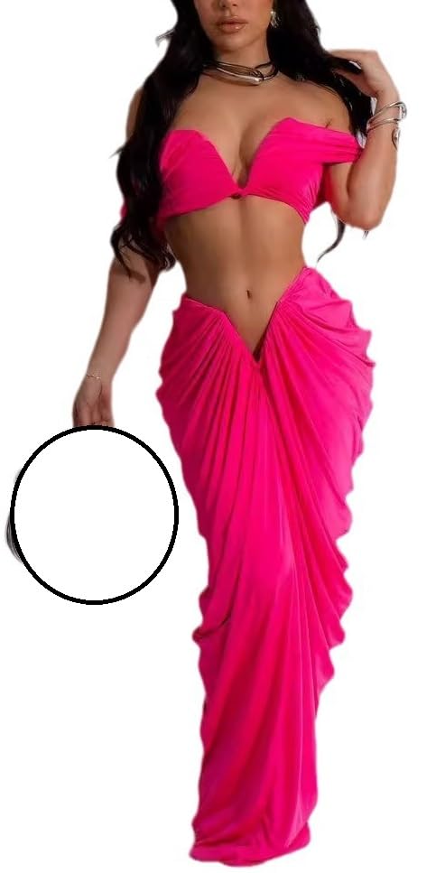 Hauts courts et jupes maxi extensibles en ensemble moulant drapé