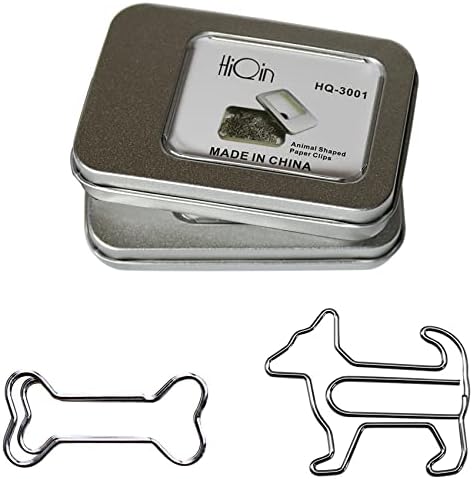 Paper Clips Bookmarks Dog and Dog Bone Shaped, Cute Office Supplies, Dog Lover's Gift, 2 Tins Pack