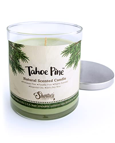Tahoe Pine Scented Natural Soy Candle, Essential Fragrance Oils, 100% Soy, Phthalate & Paraben Free, Clean Burning, 9 Oz.