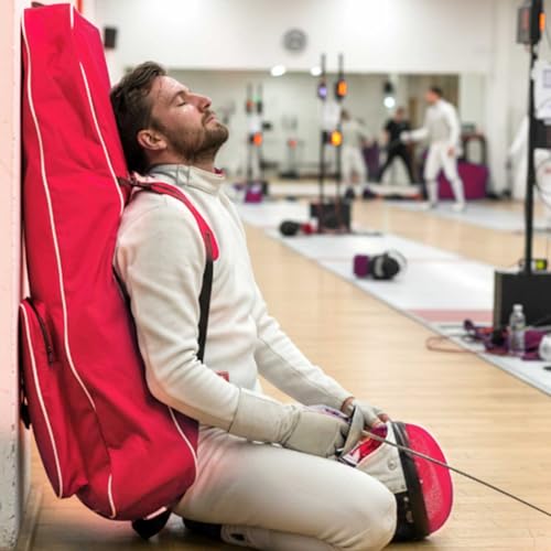 Eccliy Fencing Bag 1680d Oxford Large Portable Equipment Gear Bag for Epee Foil Saber Waterproof Case with Handle and Shoulder Strap 43.3 x 13.4 x 6.7 Inches (Red)