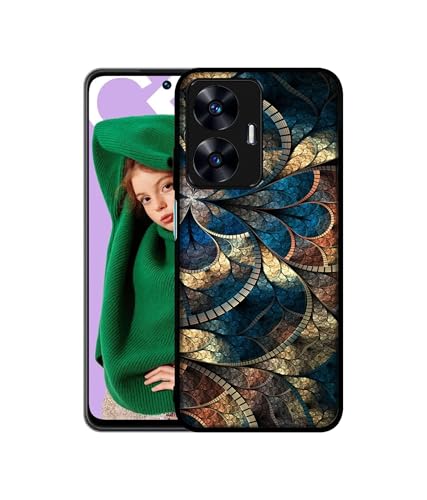 Image of Fractional Pattern Design Premium 2D Printed Metal Back Case Cover for Realme C55 4G / Narzo N55 4G