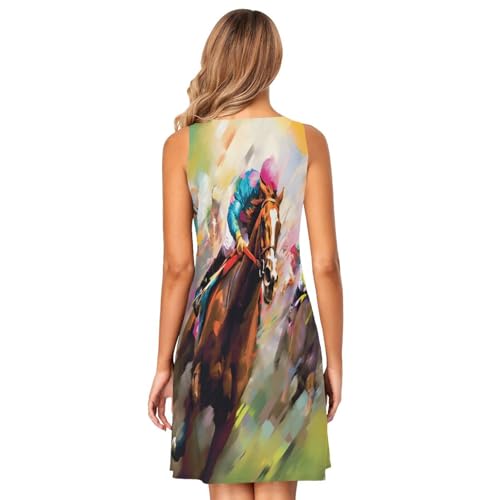 Image of ALAZA Women's Summer Dress Sun Dress Sleeveless with Pockets