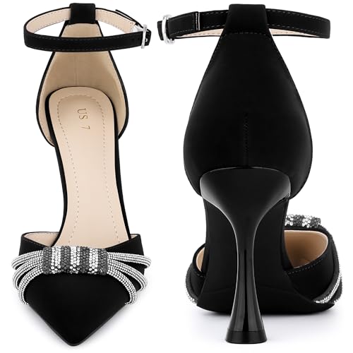 Perphy Pointed Toe Ankle Strap Rhinestone Stiletto High Heel Pumps for Women4