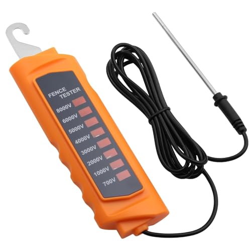Neoteck Probador de Voltaje de Cerca Eléctrica 8KV 700-8000V Medidor de Voltaje de Cerca de Neón con 8 Luces Indicadoras para Diagnosticar Fallos en Cercas de Ranchos y Granjas