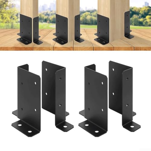 Anclajes de cubierta de valla y soporte de base de poste ajustable negro para madera 4x4 6