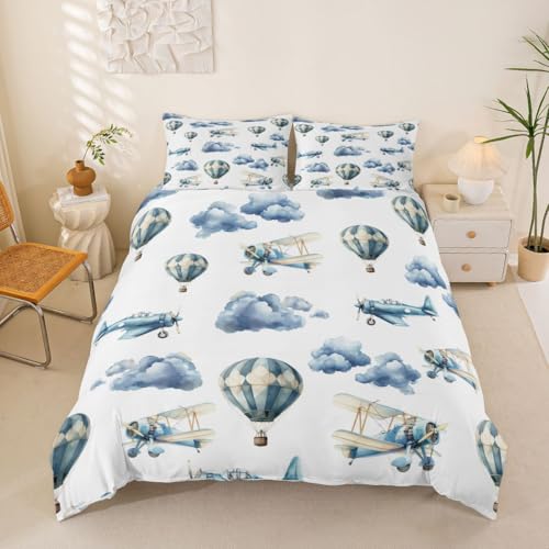 Housse de Couette Avion en Microfibre Douce Finition Nuage Résistante aux Lavages