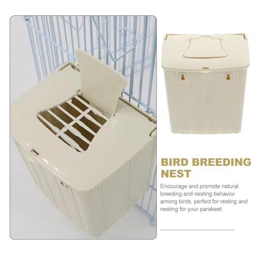 Image of Mikikit Bird Breeding Box Plastic Nest with Hinged Lid for Cockatiels Parakeets and Lovebirds Cage Mounted Breeding Resting Box 5.11X5.11X3.93 Inches