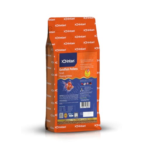 Image of Intan Goldfish Pellets Fish Food | Small Floating Pellets for Fish | Daily Nutrition Fish Feed for Health & Growth |Big Pouch 1 Kg Pellet Size - 1.5 mm Dia