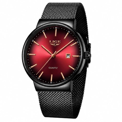 LIGE Montre Homme, Montres Bracelet Analogique Quartz, Grand Cadran Ultra-Mince, Bracelet Acier...