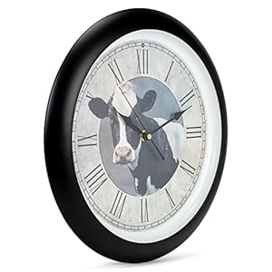 Mark Feldstein & Associates Cow Farmhouse Collection Vintage Natural Brown 13 inch Sound Wall Clock Mark Feldstein Associates Cow Farmhouse Collection Vintage Natural Brown 13 inch Sound Wall Clock