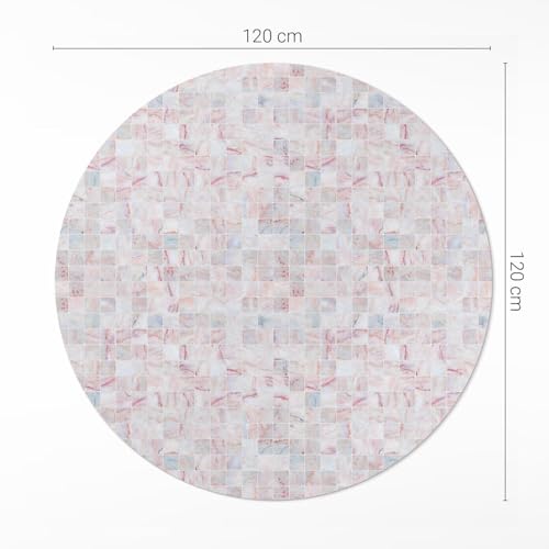 Tapis vinyle durable et élégant motif mosaïque en pierre fine de sol rond - 4