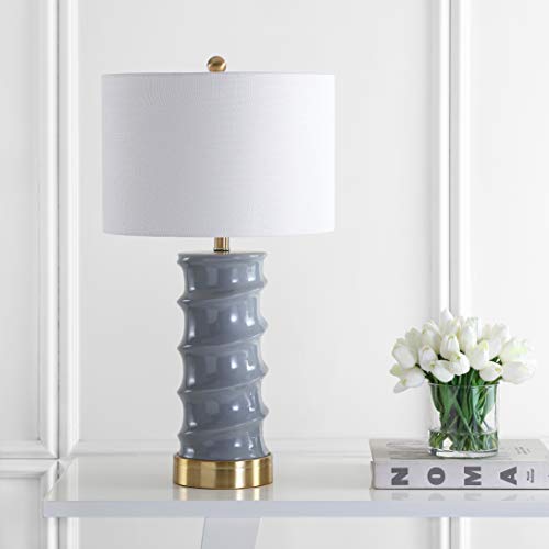 Lámpara de mesa cerámica moderna gris oscuro y oro 28 pulg. miniatura 3