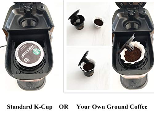 HiBREW Single Serve White Compact K Cup Coffee Brewer Coffee Maker for Travel Camping Compatible Ground Coffee (including Reusable K Cup and 50 Disposable Filters)