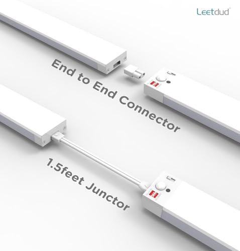 Image of Leetdud Under Cabinet Lighting Plug in 9 Inch, 120V Motion Sensor Lights Indoor, 3CCT 3000 /4000 /5000K, Aluminum Linkable Super Bright LED Counter Light with Timer for Kitchen, Closet, White, 4 Pack
