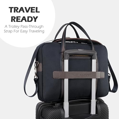 Image of Lavie Sport Elevate Briefcase 9L Laptop Briefcase Bag | Premium Leatherette Business Briefcase for Men & Women | Messenger Shoulder Bag with Detachable Strap