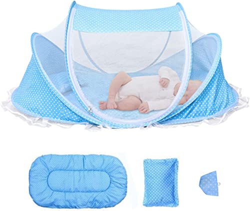 Babies Bloom Portable Baby Sleeping Bag with Mosquito Net, Blue