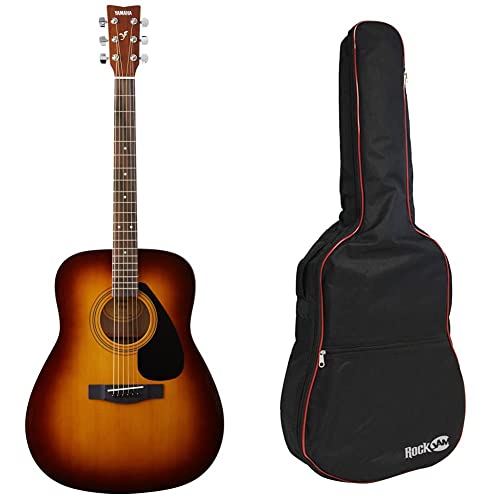 Yamaha F310 – Full Size Steel String Acoustic Guitar – Traditional Western Body – Tobacco Brown Sunburst & RockJam DGB-02 Padded Acoustic Guitar Bag with Carry Handle and Shoulder Strap