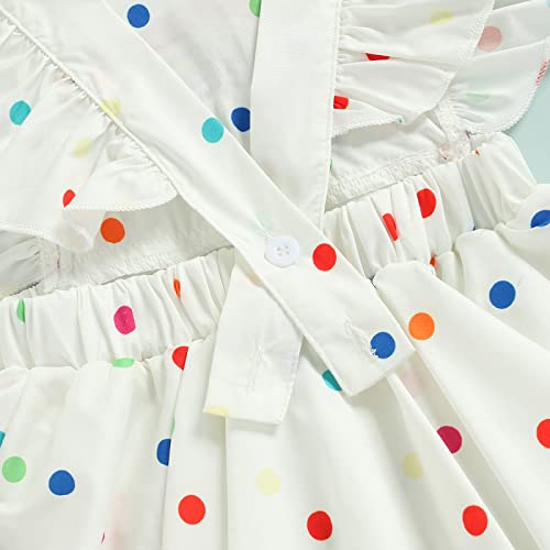 Sdghg LZM-02BOTW-8UF7NA3 Infant Baby Girl Rainbow Romper Dress Ruffle Sleeve Polka Dot Backless Jumpsuit One Piece Summer Outfit thumb #3