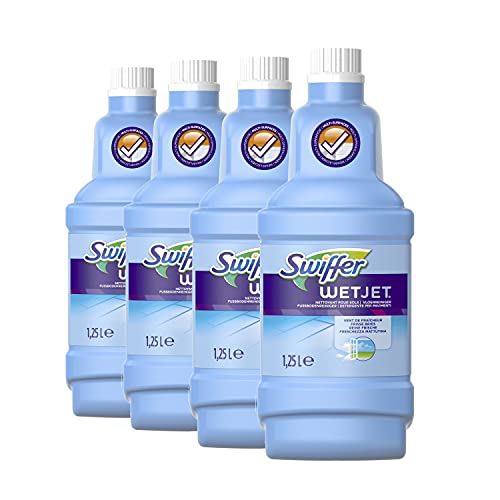 WetJet Original 拖把地板清洁剂,4 件装(4 x 1.25L),多表面消毒液,清新风