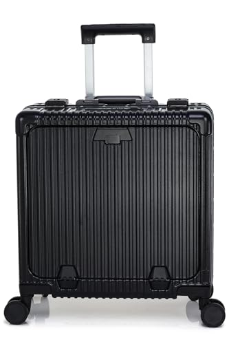 Image of Verage Luxe Celeste Pro Overnighter 48 cms Cabin Luggage Carry On Polycarbonate 8 Wheel Suitcase Laptop Trolley (Black)