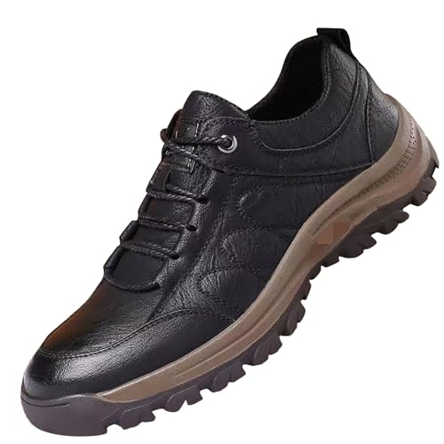 Generisch Zapatos de senderismo para hombre, impermeables, antideslizantes, de piel, potentes, de trekking, suaves, ligeros, para caminar, deportes, informales, cómodos, de invierno, Negro , 41 EU