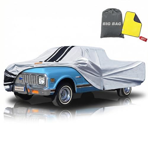 Image of Heavy Duty Truck Cover Waterproof All Weather. Full Outdoor Pickup Sun UV Protection for Most Regular Cab Short Ford F100 Chevy C10 S10 Ram 150 250. (Length Up to 210 inch) M