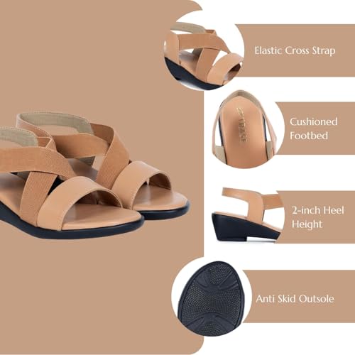 Image of TRASE Women's Fashion Sandals | Faux Leather Comfortable and Stylish Wedge | For Casual Wear & Formal Wear Occasions 2 inches heel for Women & Girls