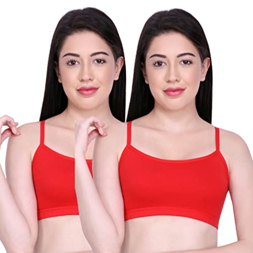 Image of INKURV Slip On Beginner's Bra for Girls & Teenagers, Non Padded Sports Bra| Adjustable Straps with No Hooks| Double Layered Fabric, Non-Wired Seamless Bralette for Gym-Combo of 2