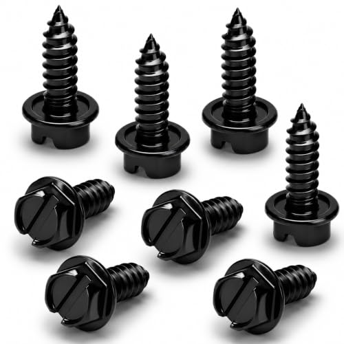 OttoSpeed Rustproof License Plate Screws (8-Pack, Black-Slotted)