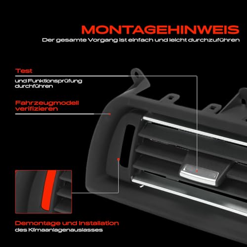 Frankberg Lüftungsgitter Luftdüse Düse Vorne Mitte Kompatibel mit 5er F10 Stufenheck 2009-2016 5er Touring F11 Kombi 2009-2017 Replace# 64229166885