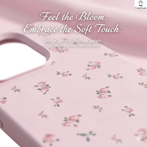 Image of Floral Pattern Phone Case Back Cover Compatible with iPhone 15 Elegant Small Flower Soft Texture Protective Case for Women and Girls-White-Pink
