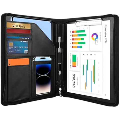 MUXHEL A4 Zipped Conference Folder with Clipboard Cover