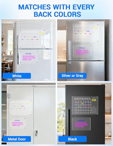 Acrylic Magnetic Dry Erase Fridge Calendar Set, 16" x 12" Monthly Planner+ 12" x 8" Transparent Blank Memo Board w/ 3 pcs Switchable DIY Cardboard - Image 6