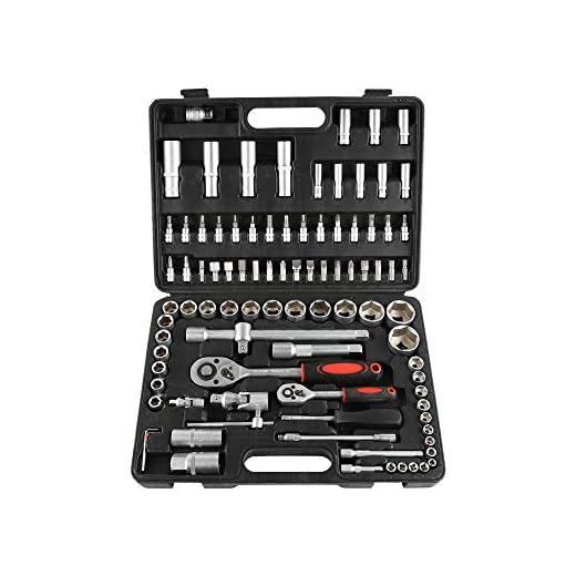 94 tlg Knarrenkasten Steckschlüsselsatz Ratschenkasten Werkzeugkasten mit 1/4 und 1/2 Zoll Ratschen