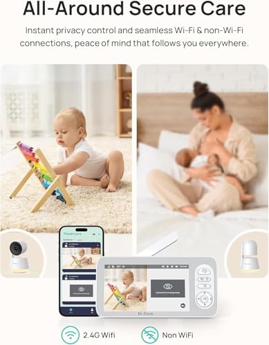 Image of Dr.Care LumiView Plus Smart WiFi Baby Monitor with 2 Cameras - 5.5 inch 1080P Split Screen & 2K Camera, Privacy Mode, Cry & Motion Alerts, 5000mAh Removable Battery, RGB Night Light, HD Night Vision