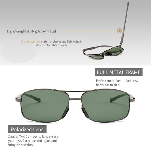 Image of SUNGAIT UV protection Ultra Lightweight Rectangular Polarized Sunglasses
