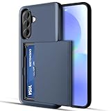 Jiunai for Samsung Galaxy A36 5G Case, Wallet Card Holder for 2 Cards License IDs CC, Hidden Slide Pocket Protective Phone Cover for Samsung Galaxy A36 6.7 inch 2025 Men Women Navy