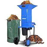 Landworks Leaf Mulcher Shredder Electric Green and Waste Management Heavy Duty 120V AC 11' Inch Cutting Blade .5' Inch Cutting Capacity for Leaves, Grass, & Clippings