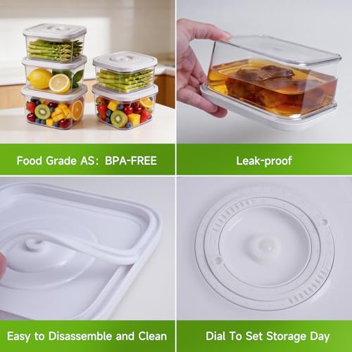 Image of Vixino Vacuum Seal Containers, 3Pcs Reusable Food Storage Containers with Lids for Meal Prep and Freezer, BPA-Free,Microwave Safe,Leak-proof, Airtight (Vacuum Sealer Not Included)