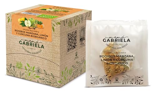La Factoría del Café - Mamá Gabriela Biorgánica Rooibos Manzana, Limon, Cúrcuma | Saludable Infusión que nos Ayuda a Relajarnos y Equilibrar el Organismo Gracias a la Cúrcuma - 15 Unidades