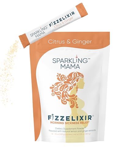 Sparkling Mama Fizzelixir, Effervescent Morning Sickness Relief and Nausea Support for Pregnancy, Drink Mix with Vitamin B6 and Magnesium, Citrus and Ginger Flavor (8-pk)