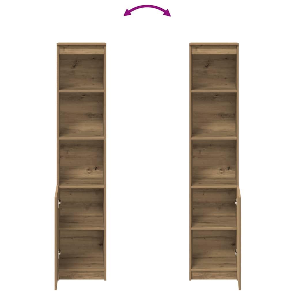 vidaXL Credenza Alta Rovere Artigianale 37,5x35x180 cm in Truciolato, Mobile, mobiletto Laterale, mobiletto portaoggetti Alto, mobiletto portaoggetti