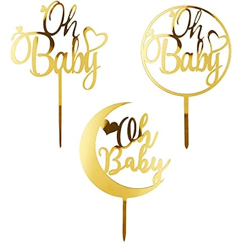Qerleny golden oh baby cake topper acrylic cake topper oh baby cake decoration items (3 pieces) Cover